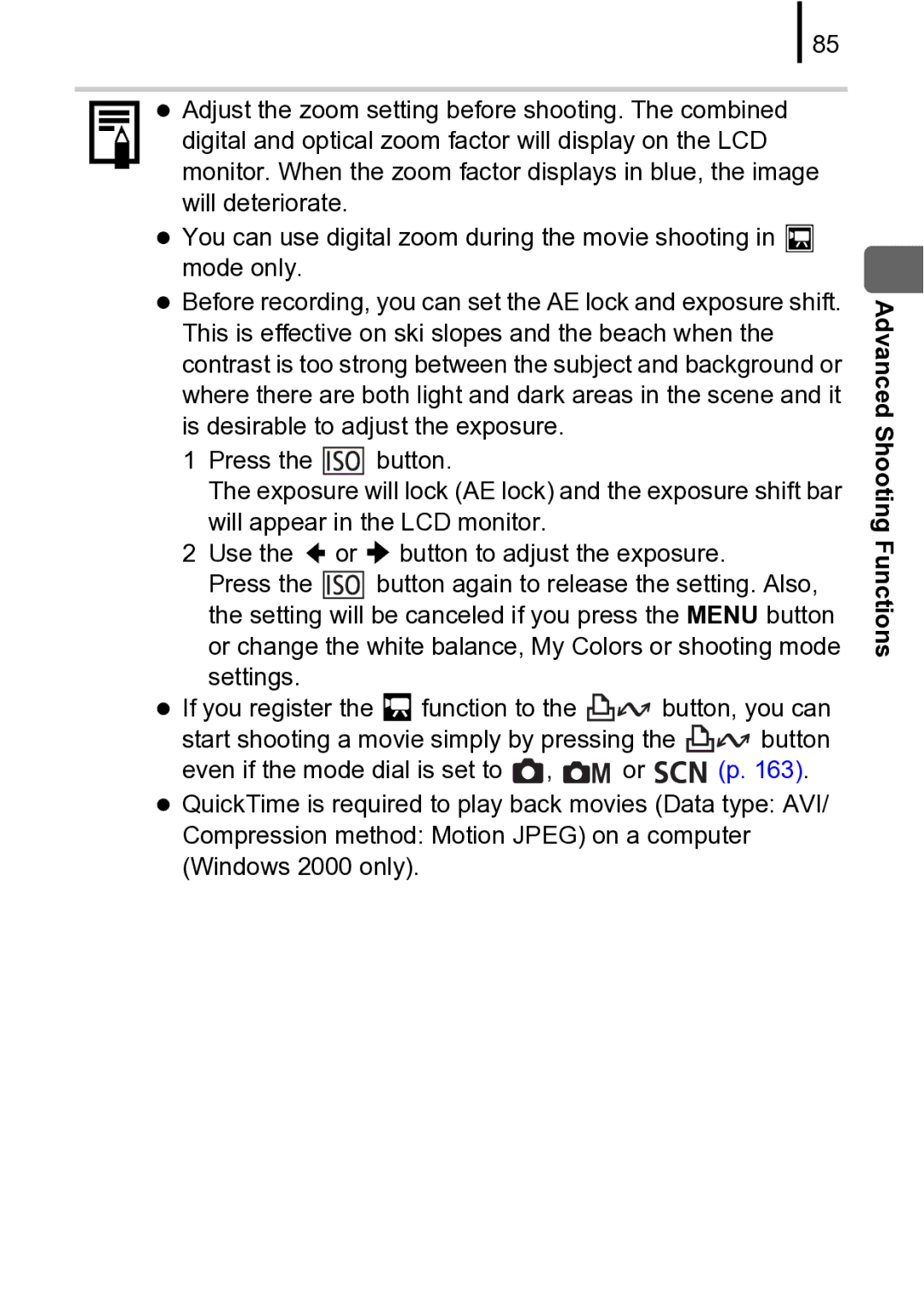 Canon 970 IS manual Advanced Shooting Functions 