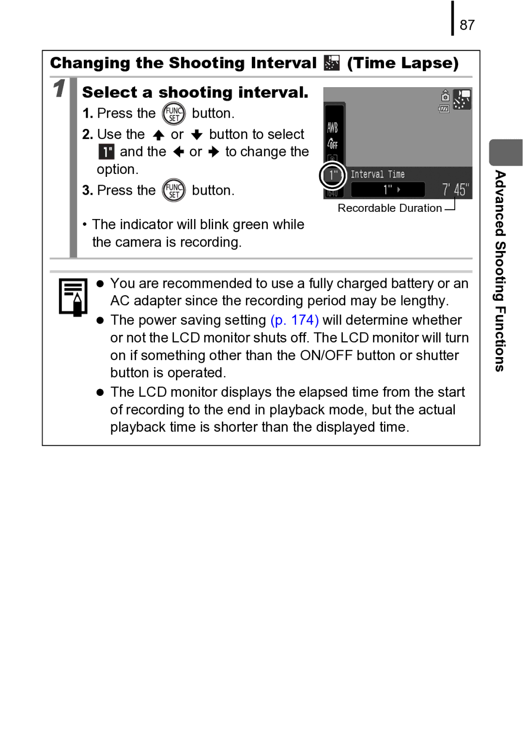 Canon 970 IS manual Button, Indicator will blink green while the camera is recording 