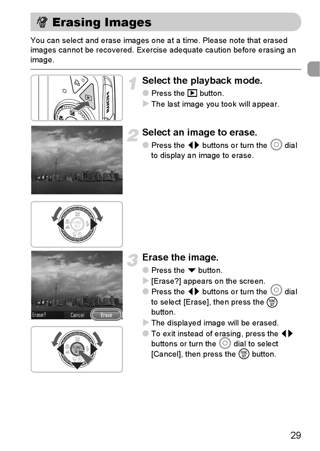 Canon 990 IS manual Erasing Images, Select an image to erase, Erase the image 