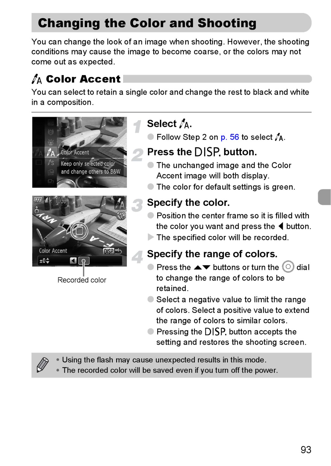 Canon 990 IS manual Changing the Color and Shooting, Color Accent 