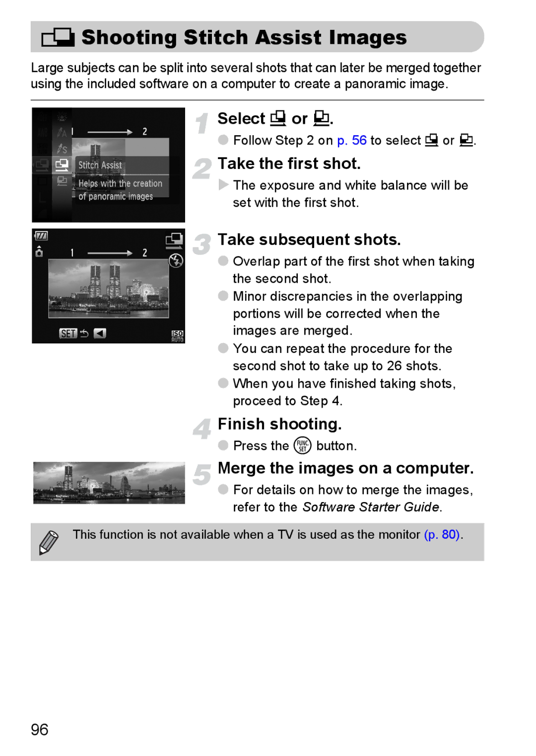 Canon 990 IS manual Shooting Stitch Assist Images 