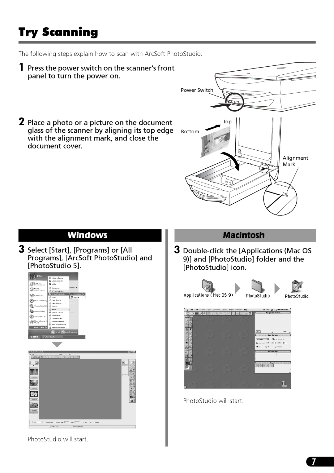 Canon 9900F manual Try Scanning, Macintosh 