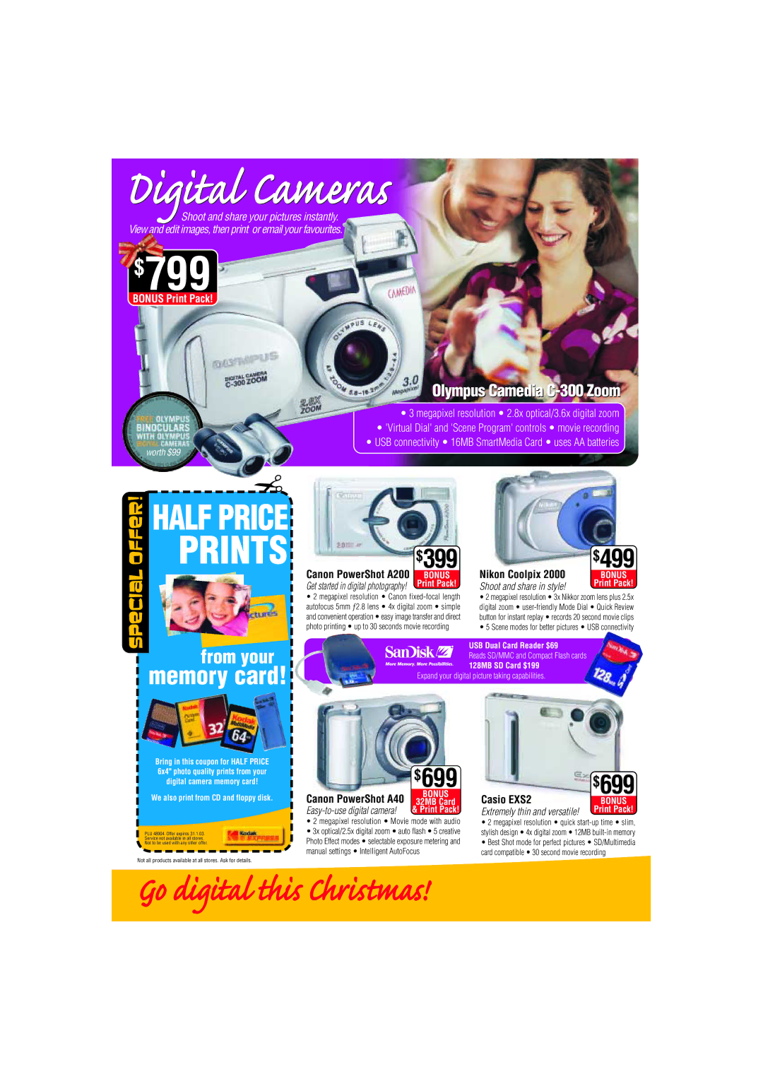 Canon A200 manual Digital Cameras, $699, Olympus Camedia C-300 Zoom, Canon PowerShot A40 