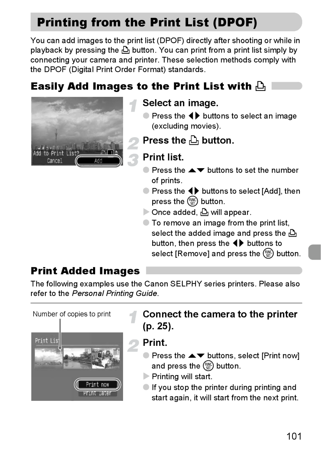 Canon A2100 IS manual 101, Printing will start 