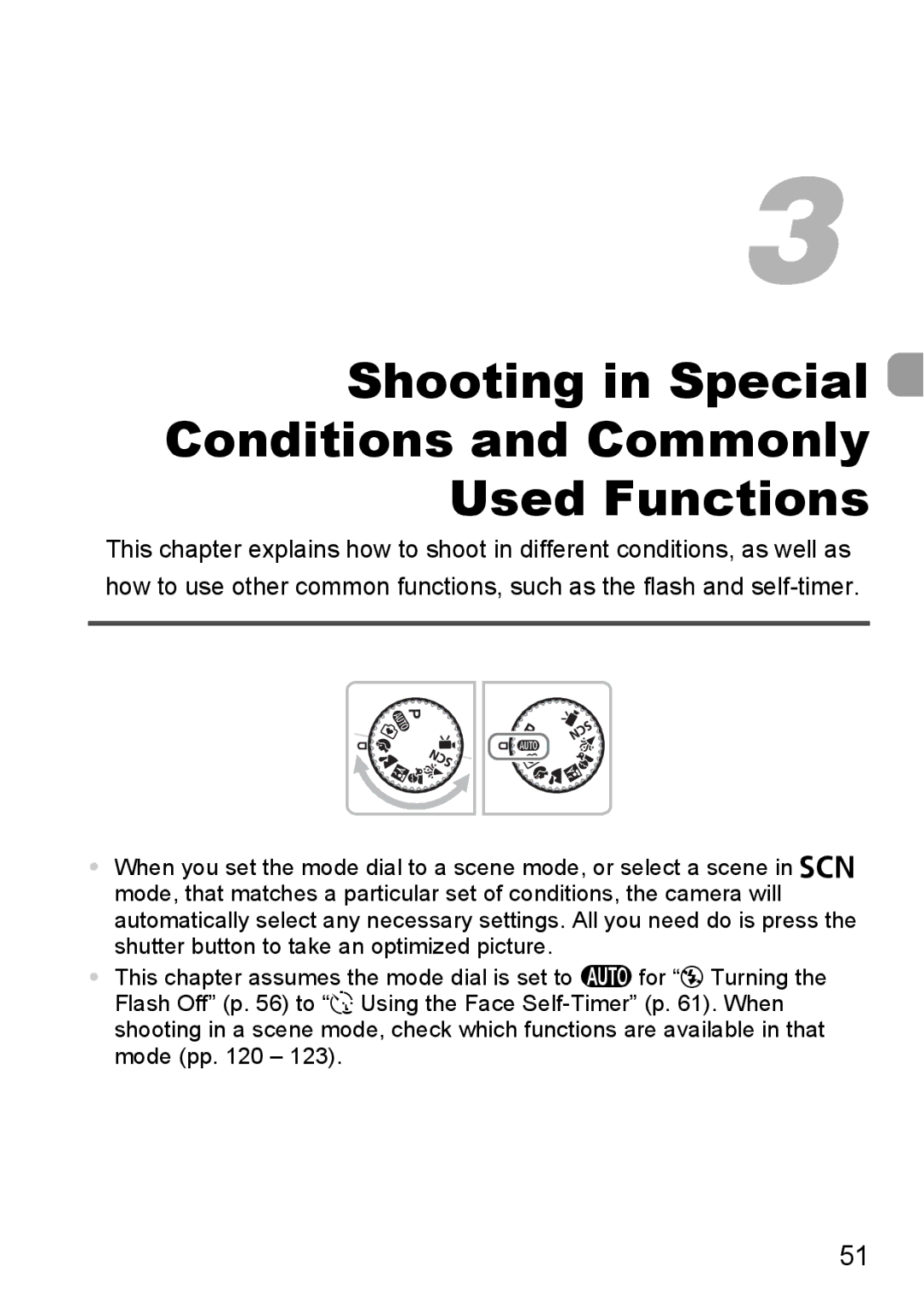 Canon A2100 IS manual Shooting in Special Conditions and Commonly Used Functions 