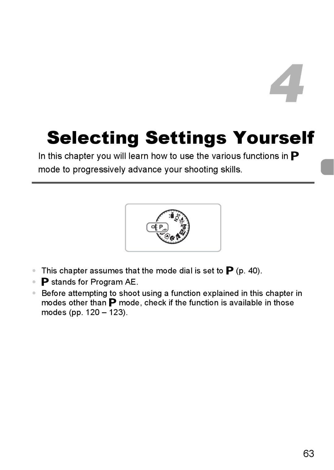 Canon A2100 IS manual Selecting Settings Yourself 