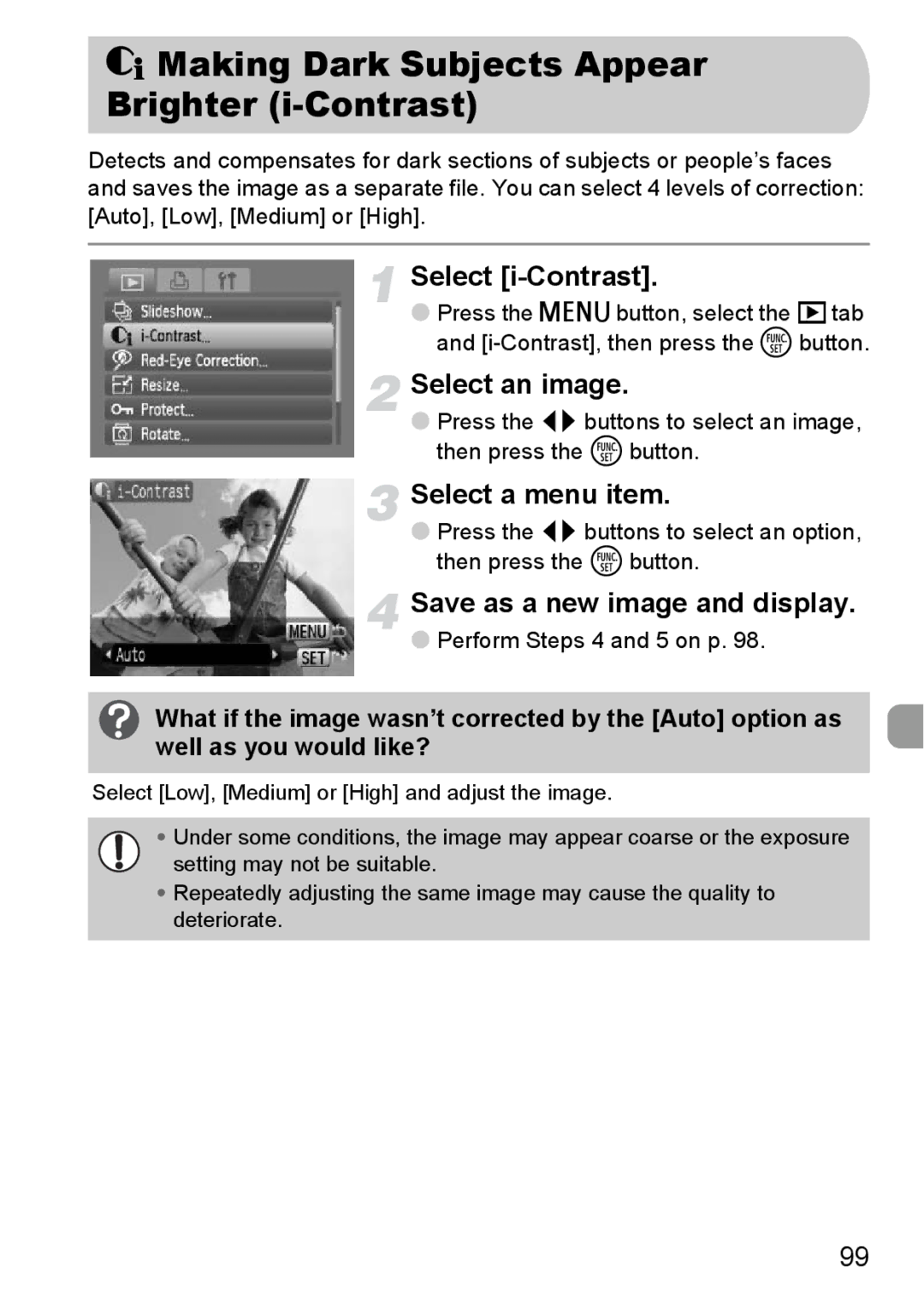 Canon A2100 IS manual Save as a new image and display, Perform Steps 4 and 5 on p 