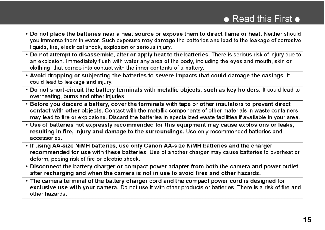 Canon A300 quick start Read this First 