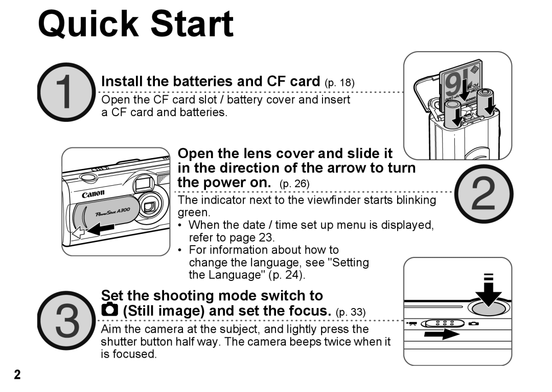 Canon A300 quick start Quick Start 