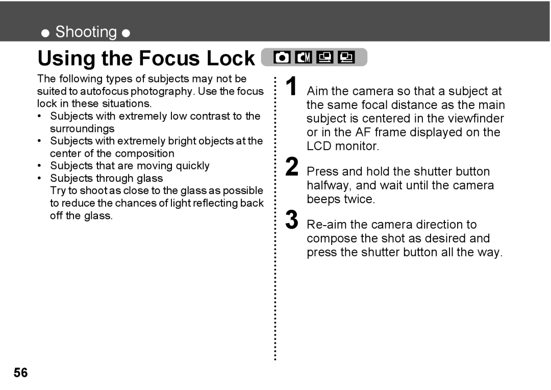 Canon A300 quick start Using the Focus Lock 