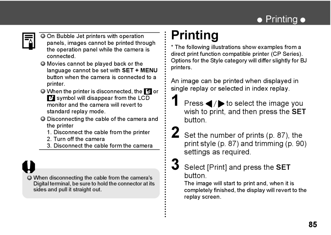 Canon A300 quick start Printing 