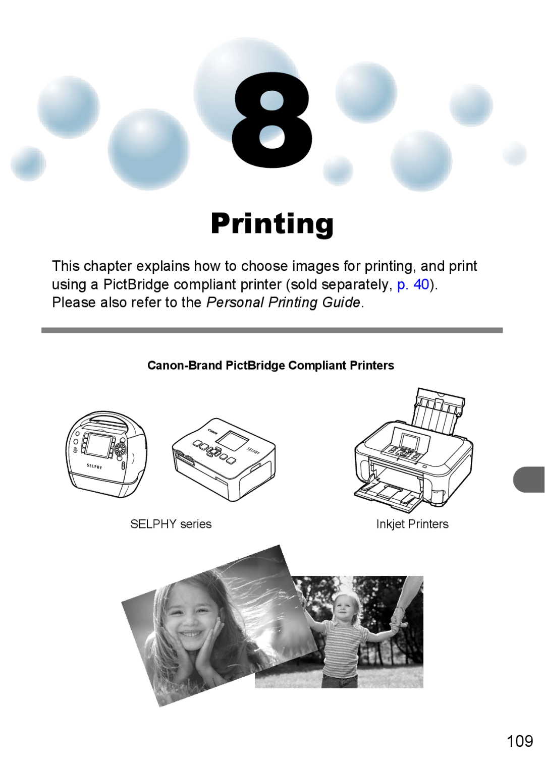 Canon A3100 IS, A3000 IS, A3150 IS manual Printing, Canon-Brand PictBridge Compliant Printers 