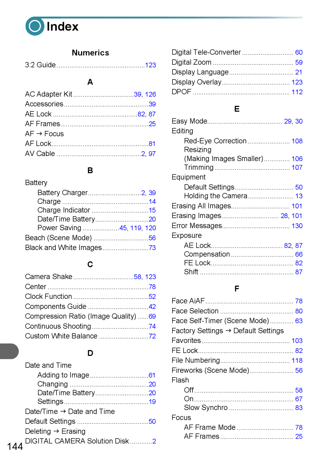 Canon A3000 IS, A3100 IS, A3150 IS manual Index 