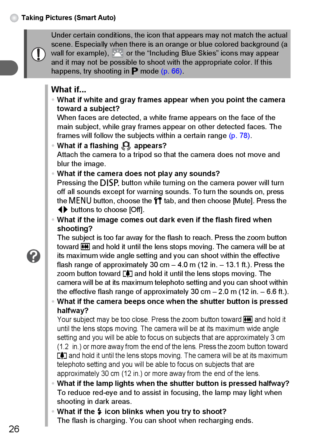 Canon A3150 IS, A3000 IS, A3100 IS manual What if a flashing appears?, What if the camera does not play any sounds? 