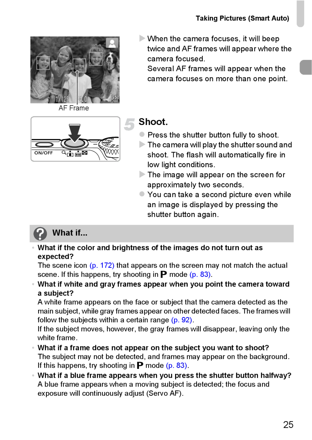 Canon A2200 IS, A3350 IS manual Shoot, What if, Taking Pictures Smart Auto 