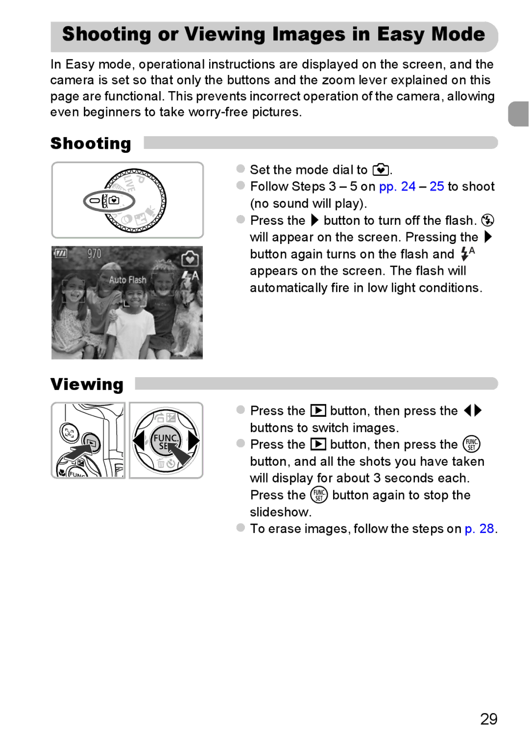 Canon A2200 IS, A3350 IS manual Shooting or Viewing Images in Easy Mode 