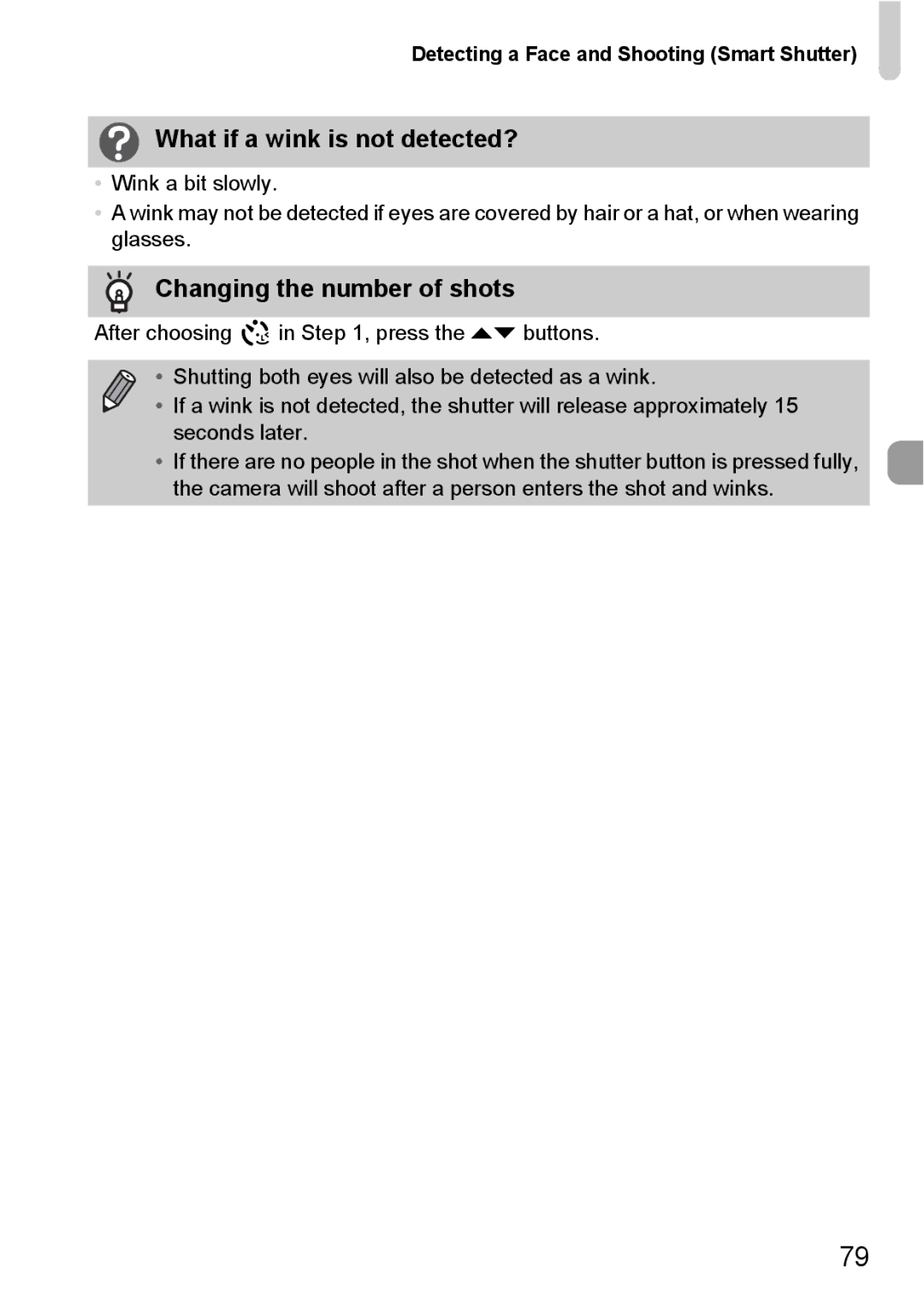 Canon A2200 IS, A3350 IS manual What if a wink is not detected? 