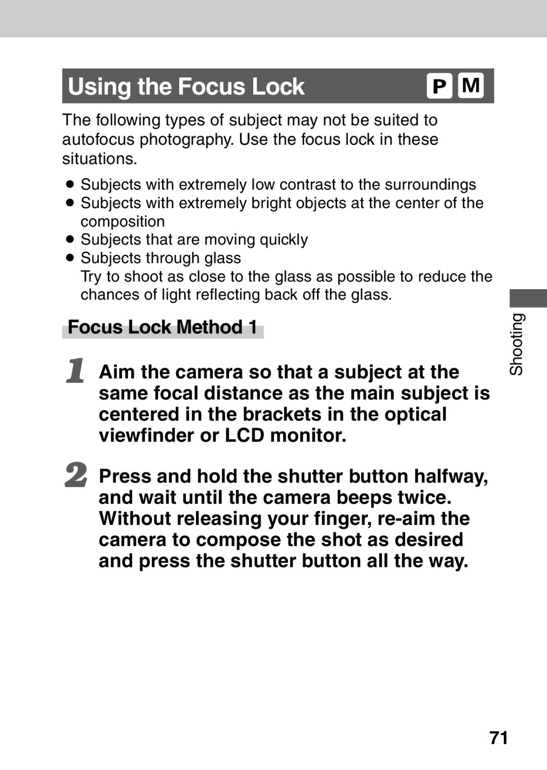 Canon A40 quick start Using the Focus Lock 