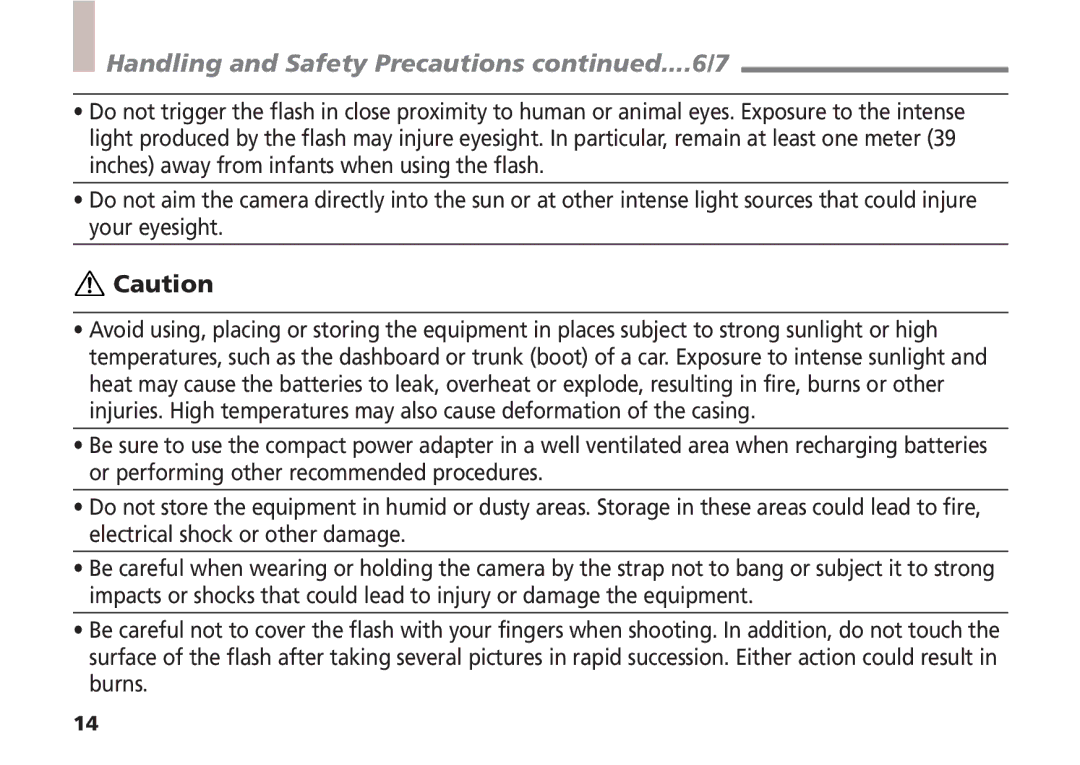 Canon A5 quick start Handling and Safety Precautions ....6/7 