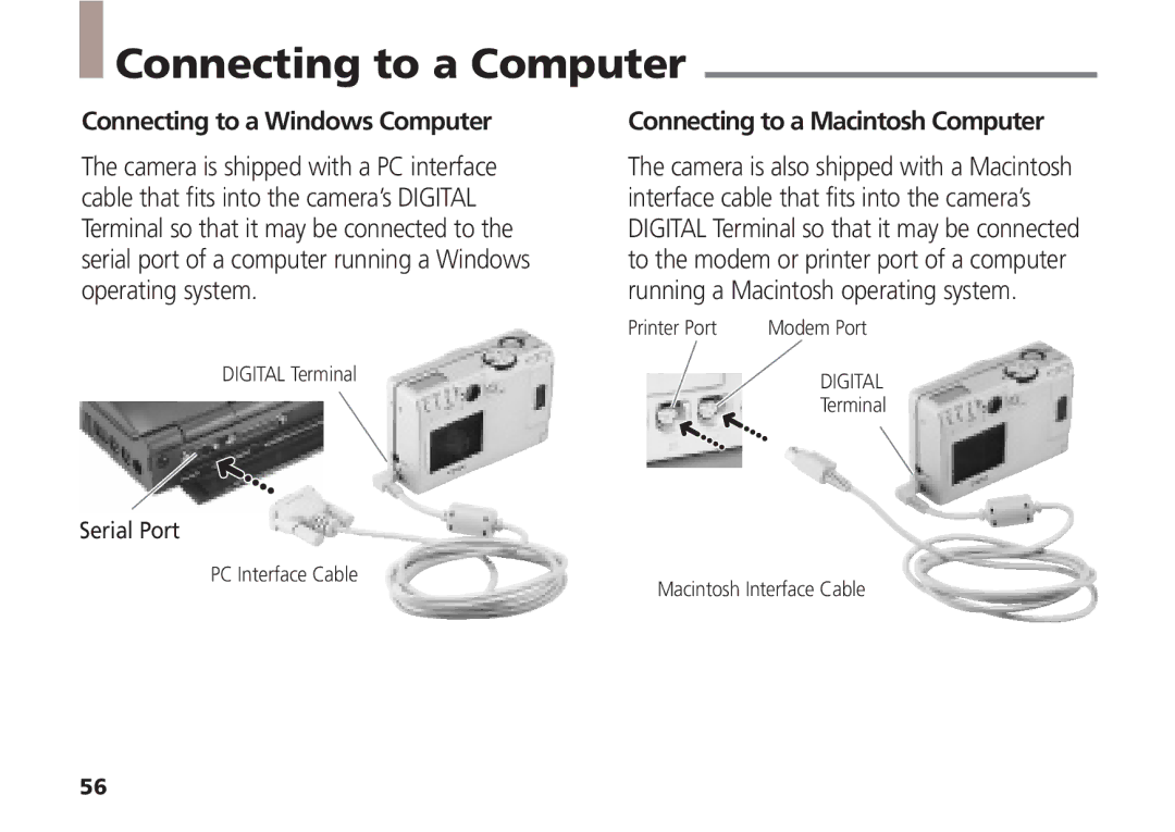 Canon A5 quick start Connecting to a Computer, Connecting to a Windows Computer 