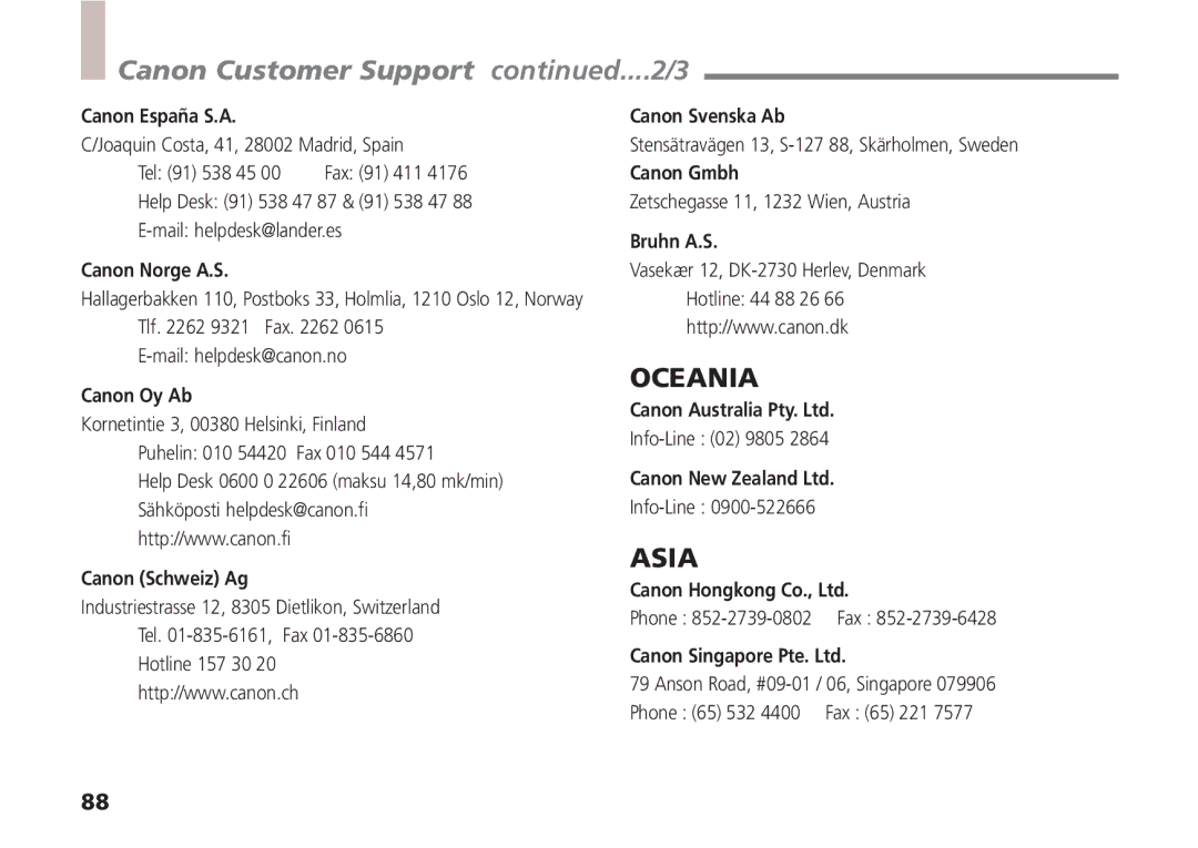 Canon A5 quick start Canon Customer Support ....2/3, Canon España S.A 