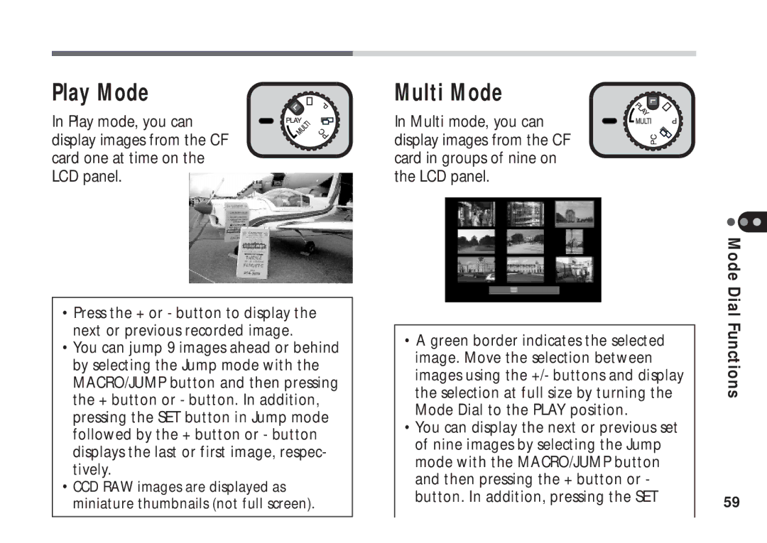 Canon A50 manual Play Mode, Multi Mode 