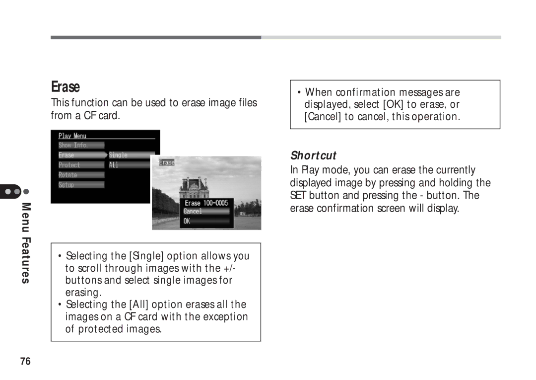 Canon A50 manual Erase 