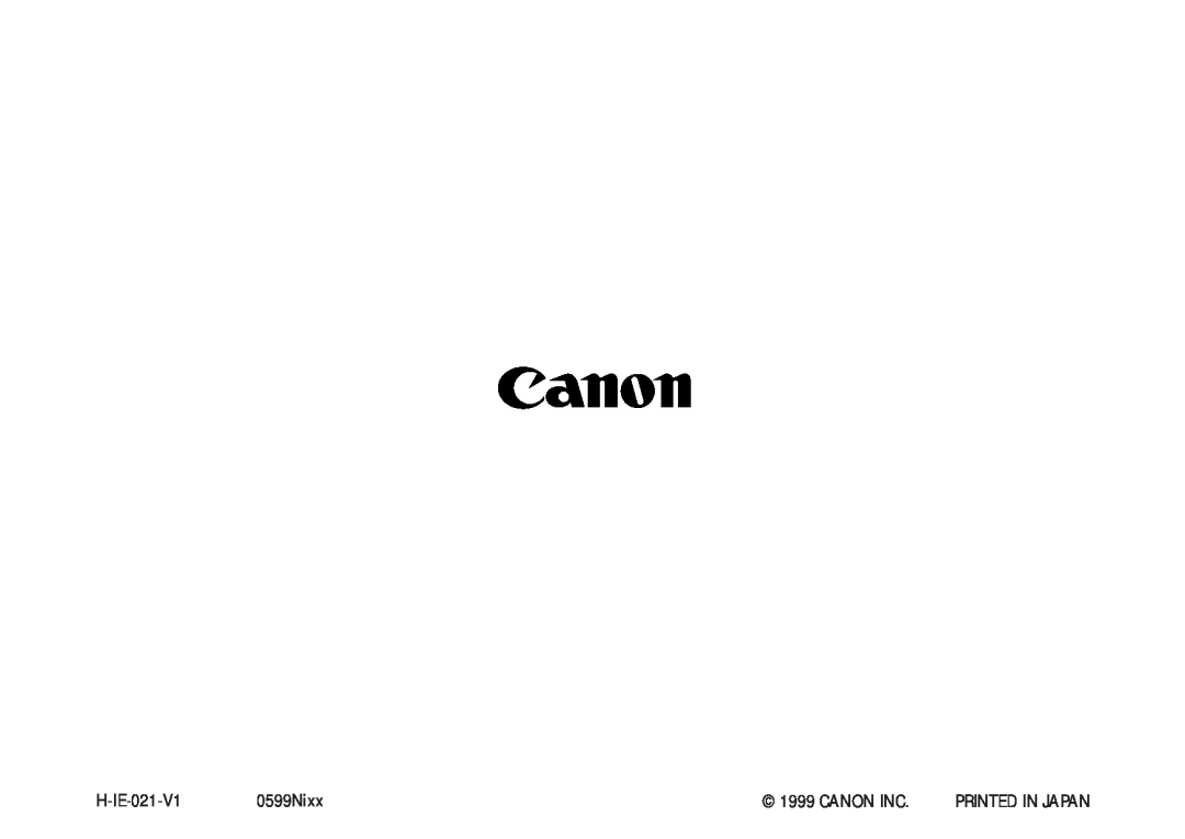 Canon A50 manual H-IE-021-V1, 0599Nixx, Canon Inc, Printed In Japan 