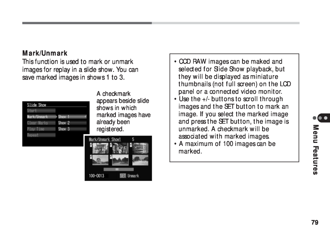 Canon A50 manual Mark/Unmark 