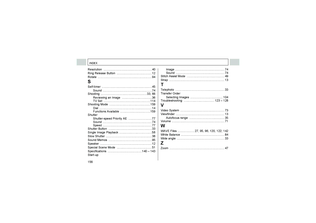 Canon A520, A510 manual 140, Start-up 156, Transfer Order, Wave Files 