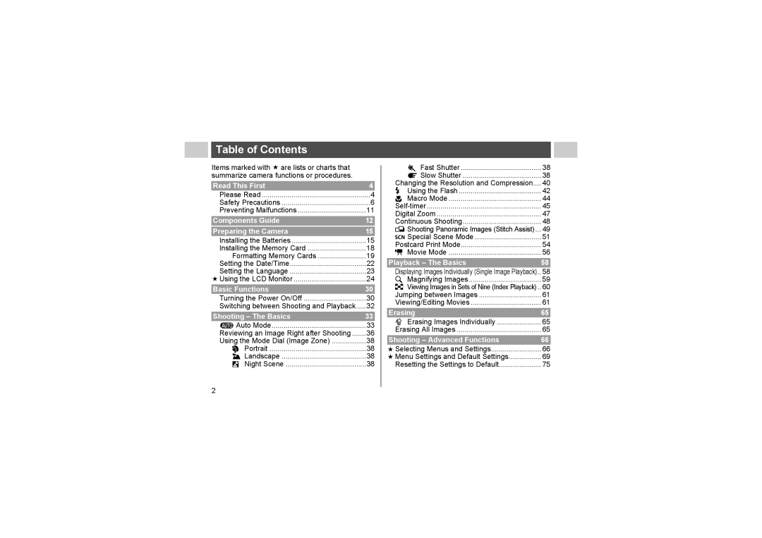 Canon A520, A510 manual Table of Contents 