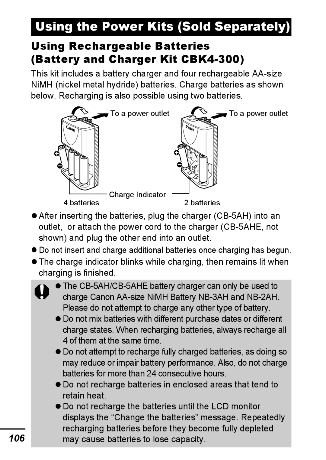 Canon A540 appendix Using the Power Kits Sold Separately 