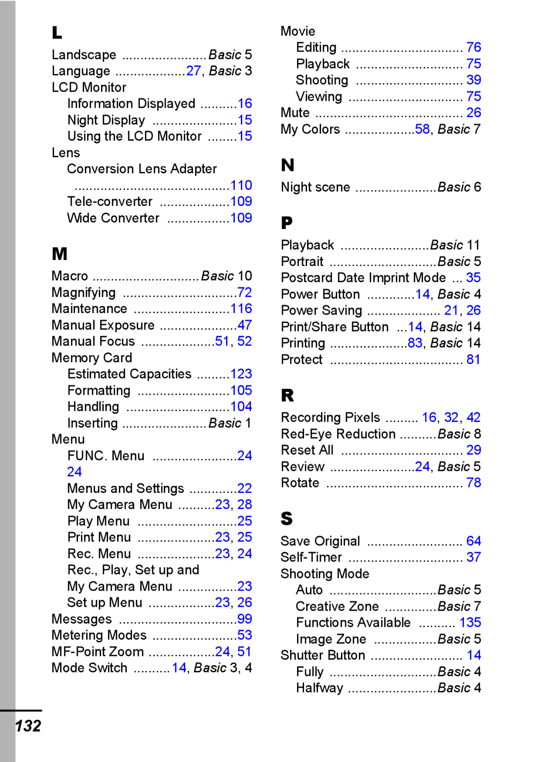 Canon A540 appendix 132, 27, Basic 