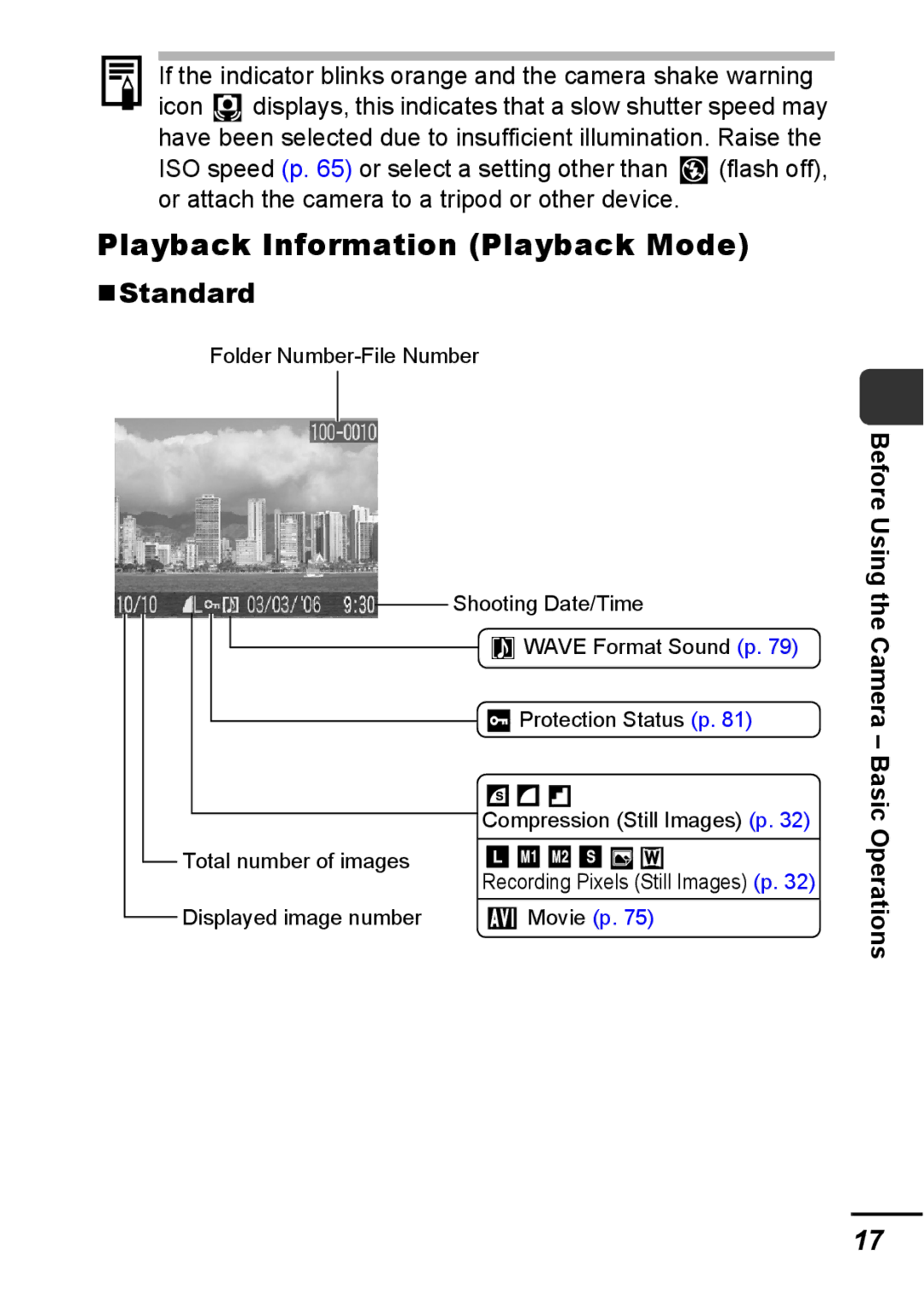 Canon A540 appendix Playback Information Playback Mode, Standard 