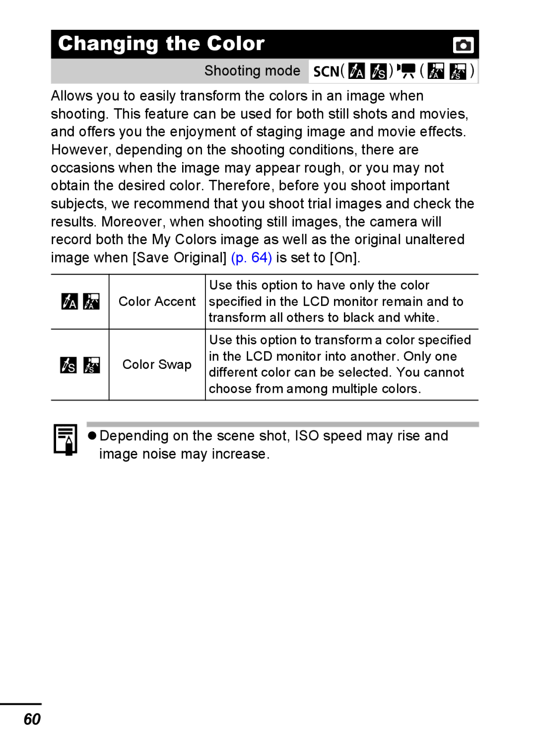 Canon A540 appendix Changing the Color 