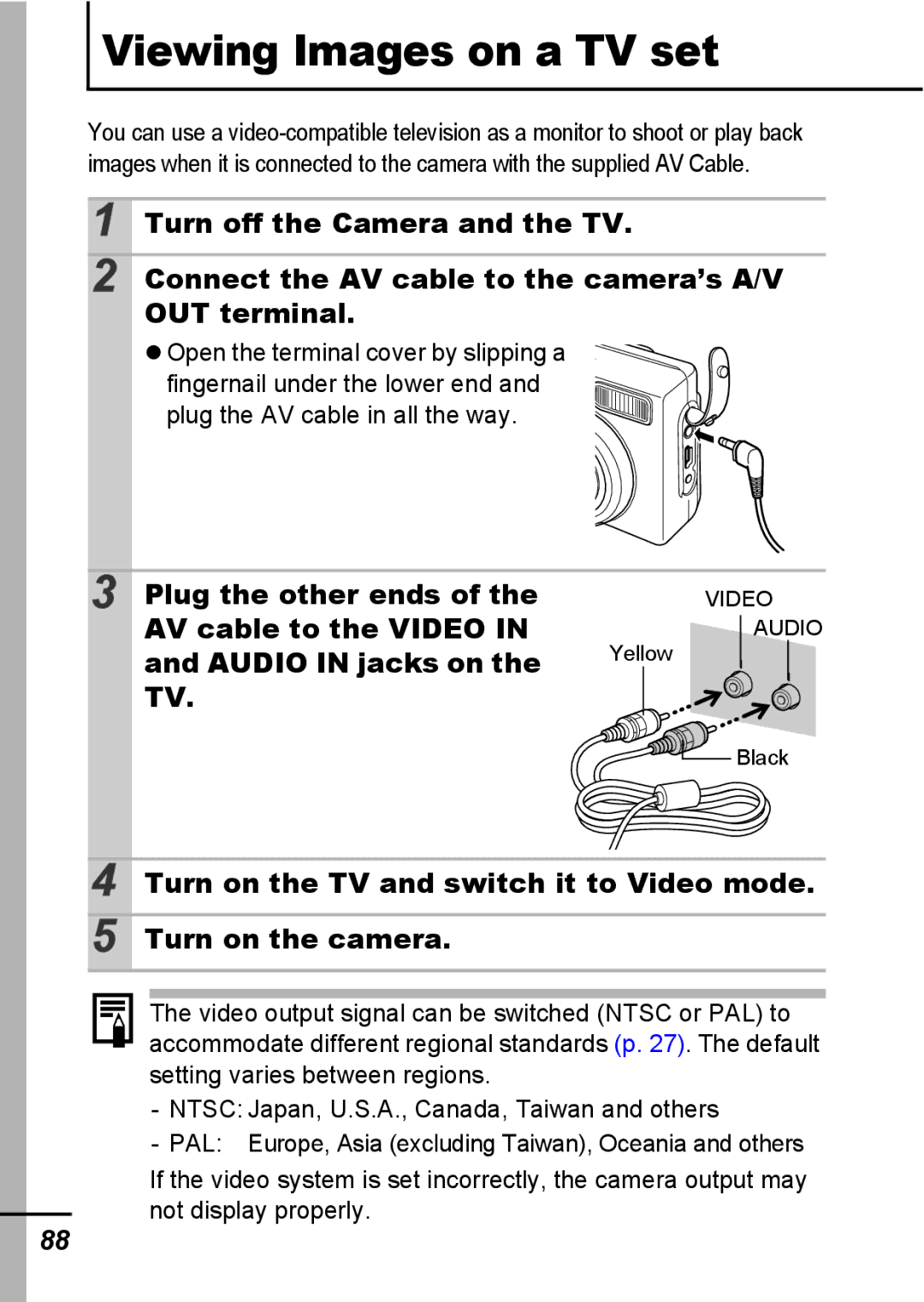 Canon A540 appendix Viewing Images on a TV set 