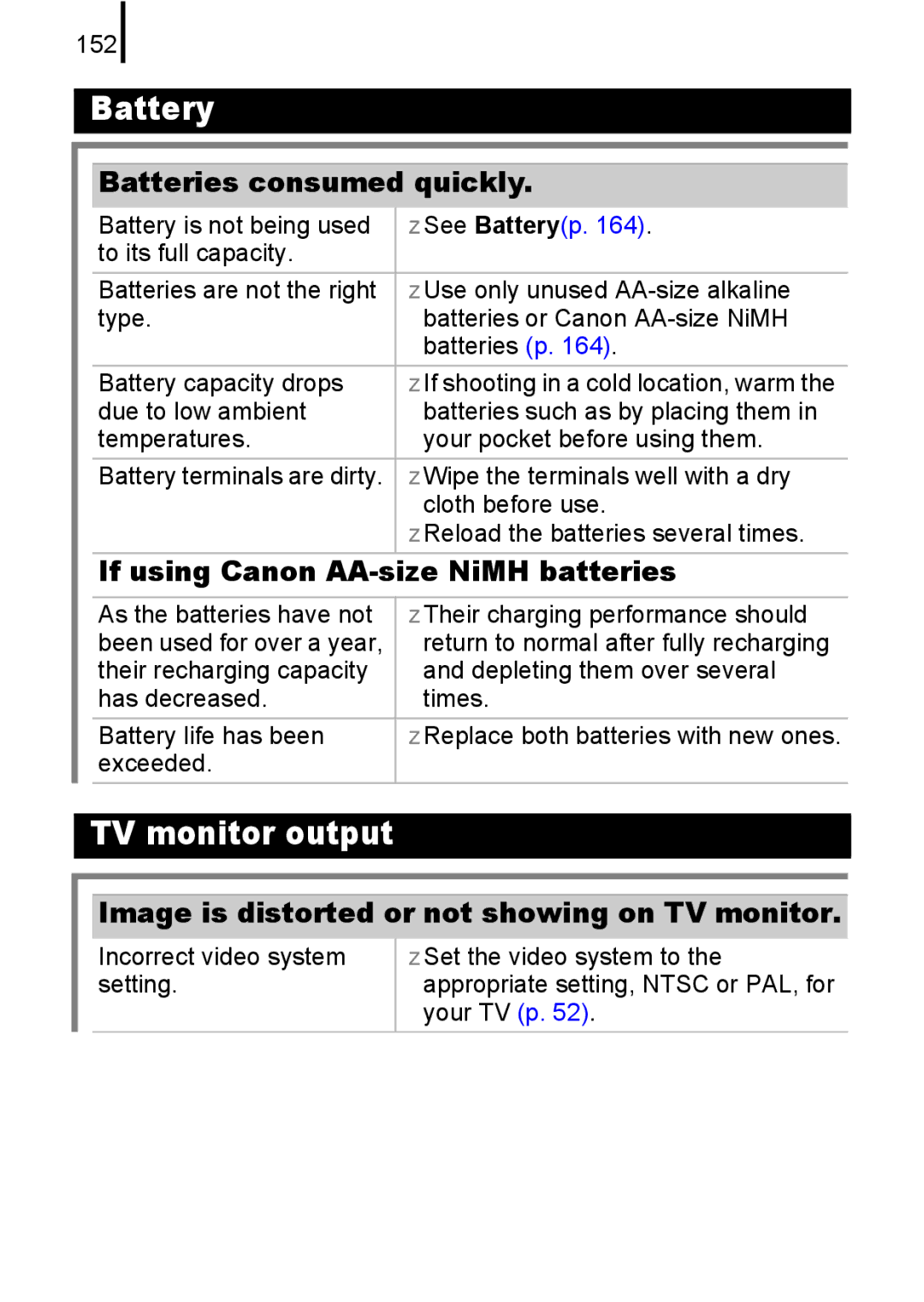 Canon A580 manual Batteries consumed quickly, If using Canon AA-size NiMH batteries 