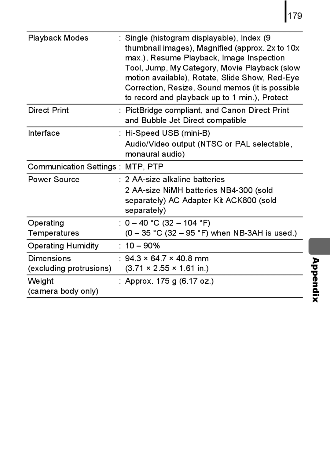 Canon A580 manual 179, Max., Resume Playback, Image Inspection 