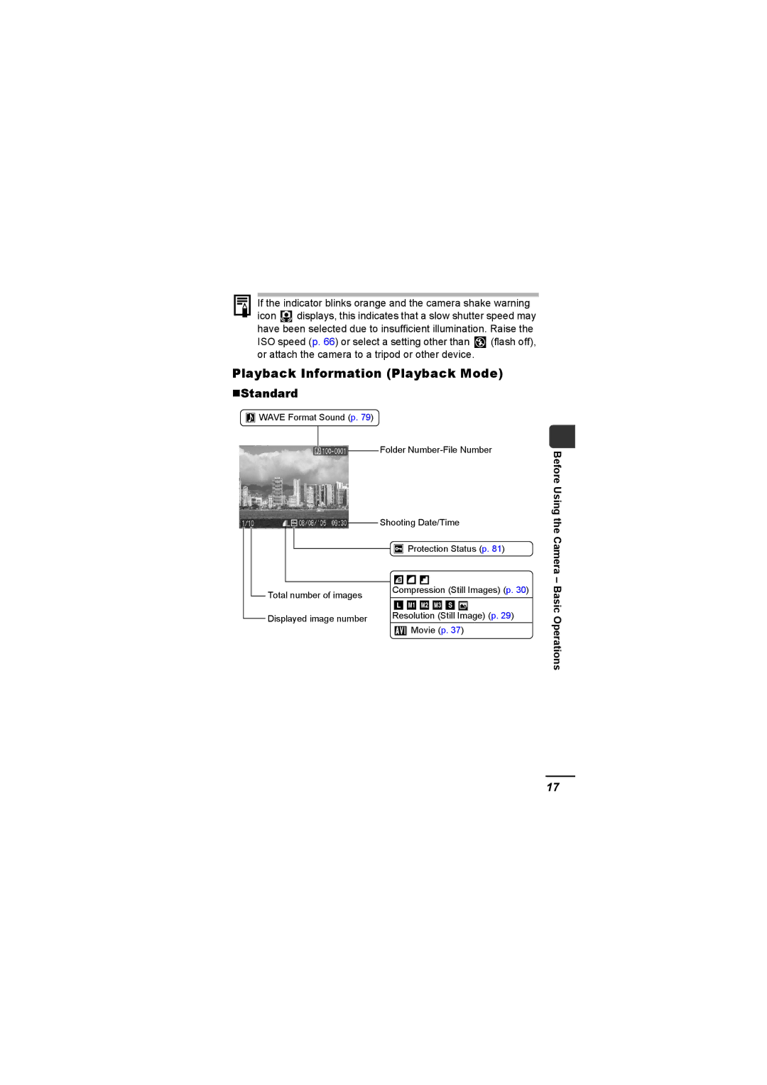 Canon A620 appendix Playback Information Playback Mode, „Standard 