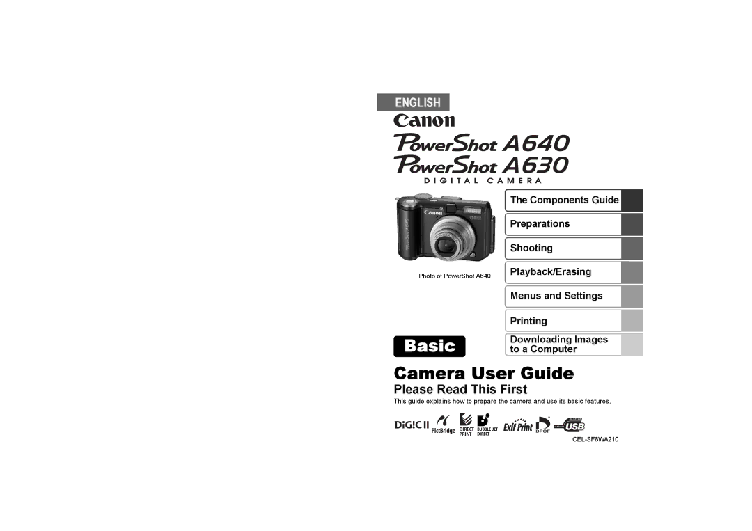 Canon manual English, Photo of PowerShot A640 