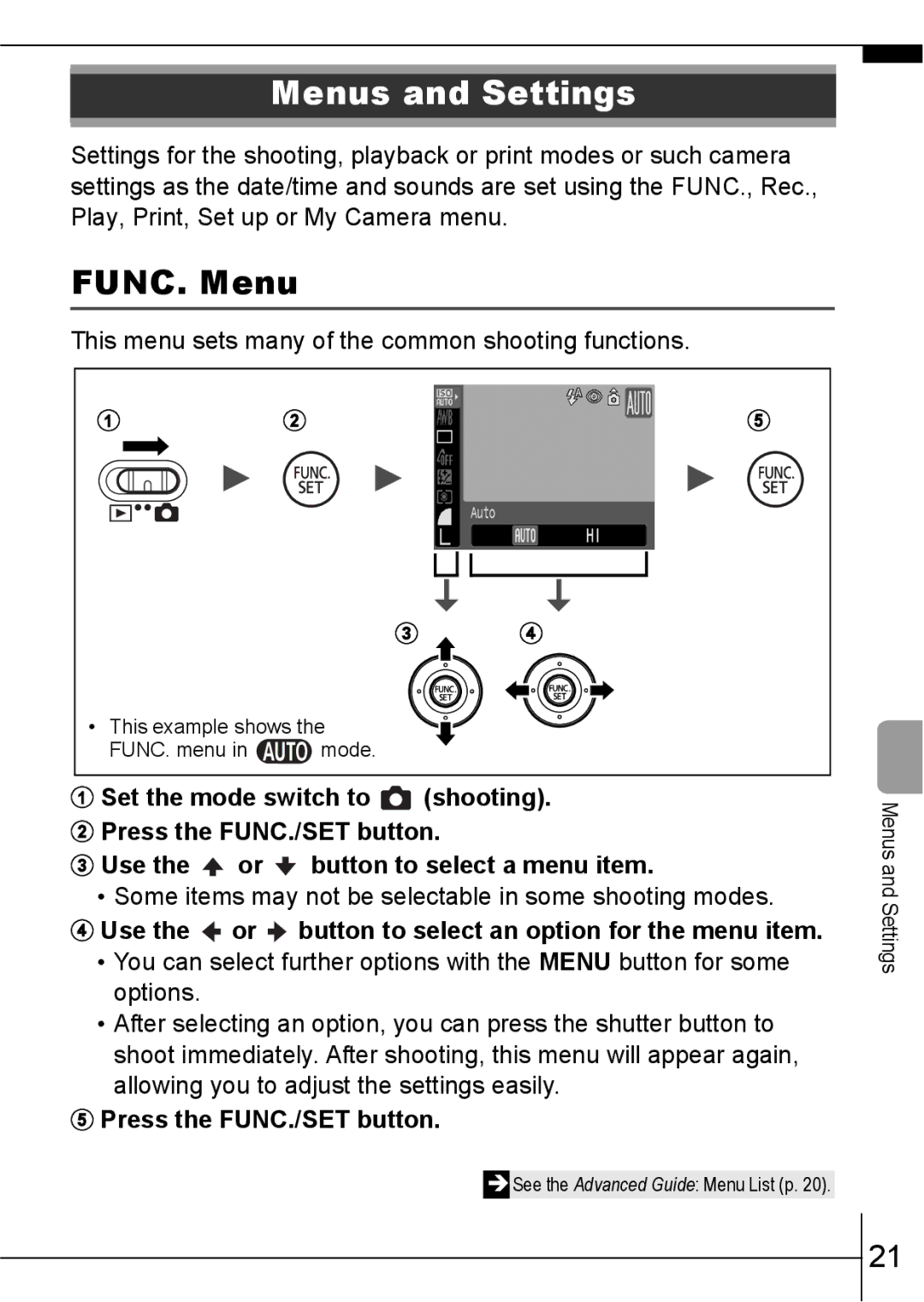 Canon A640 manual Menus and Settings 