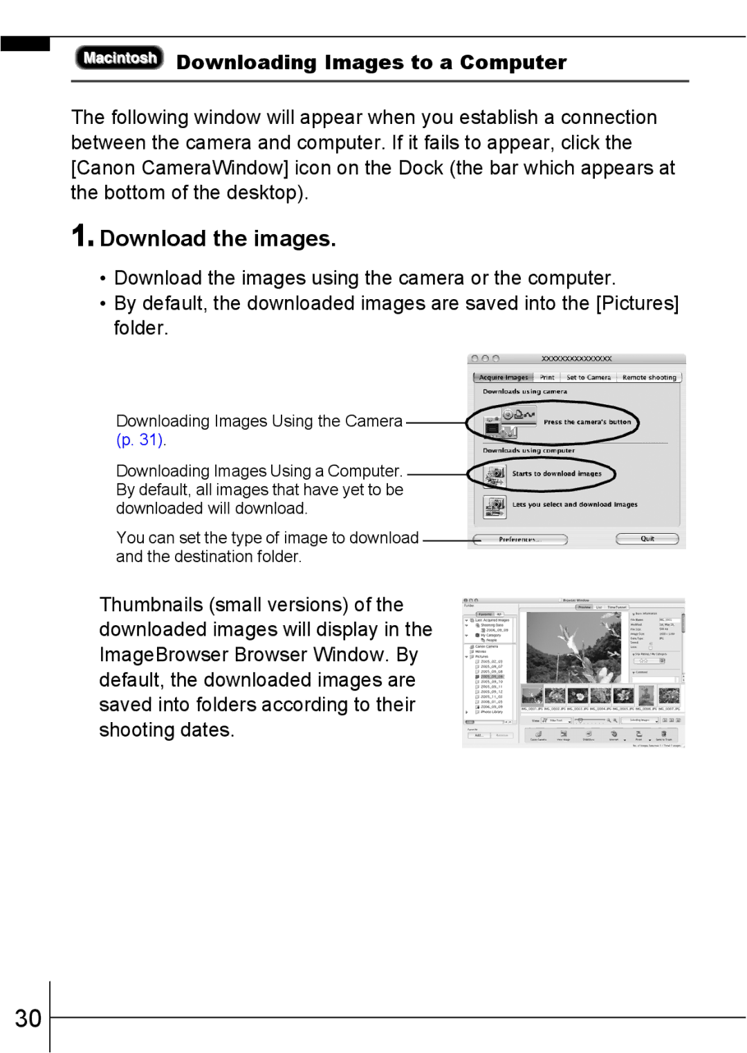 Canon A640 manual Downloading Images to a Computer 