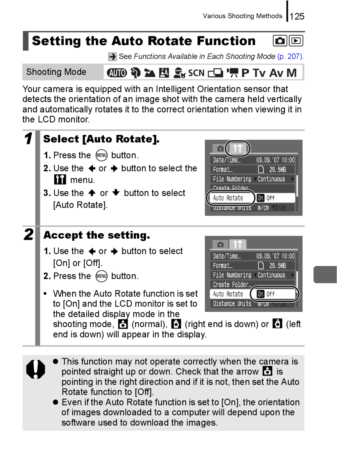 Canon A650 IS appendix Setting the Auto Rotate Function, Select Auto Rotate, 125 