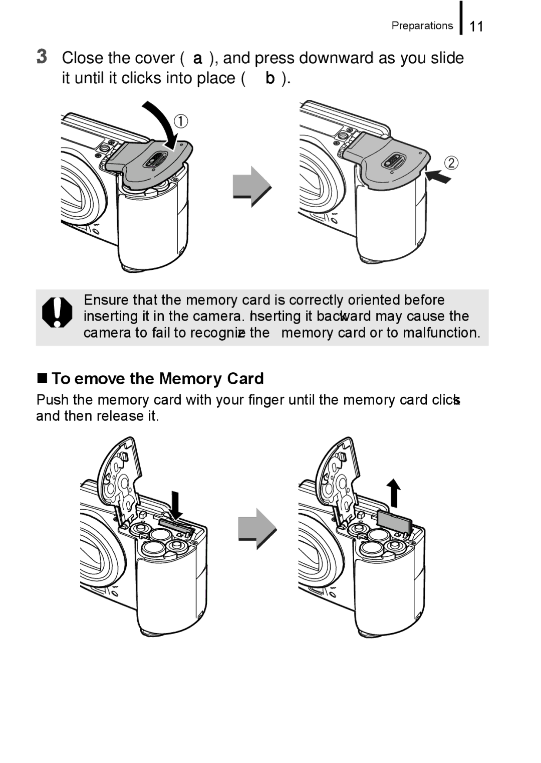 Canon A650 IS appendix „ To Remove the Memory Card 