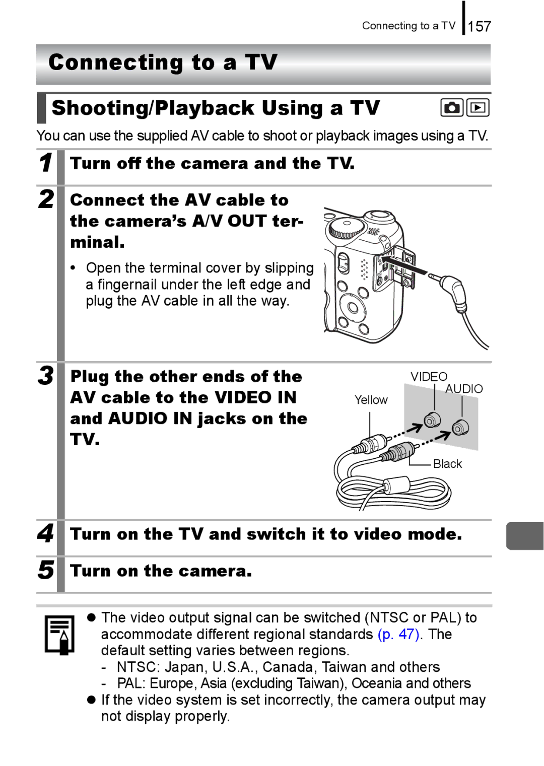 Canon A650 IS appendix Connecting to a TV, Shooting/Playback Using a TV 