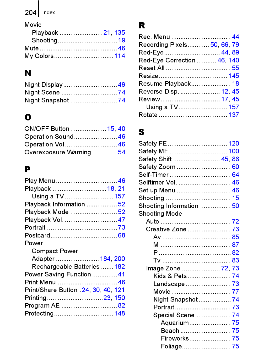 Canon A650 IS appendix Movie 