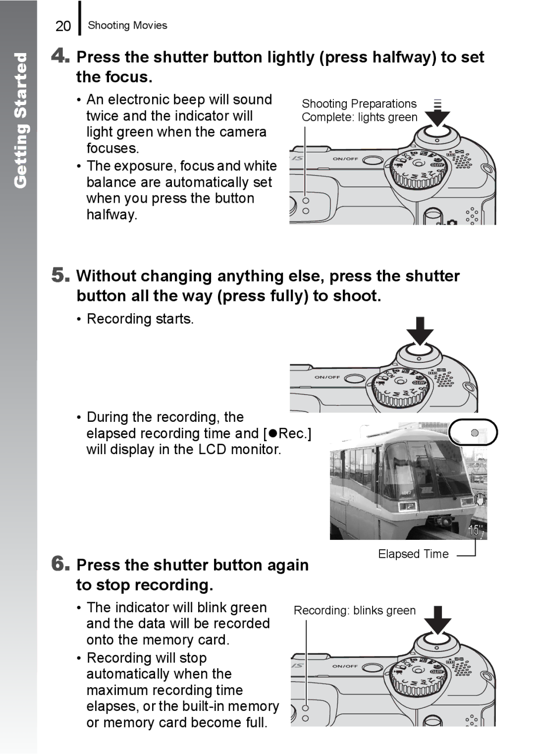 Canon A650 IS appendix Press the shutter button again, To stop recording 