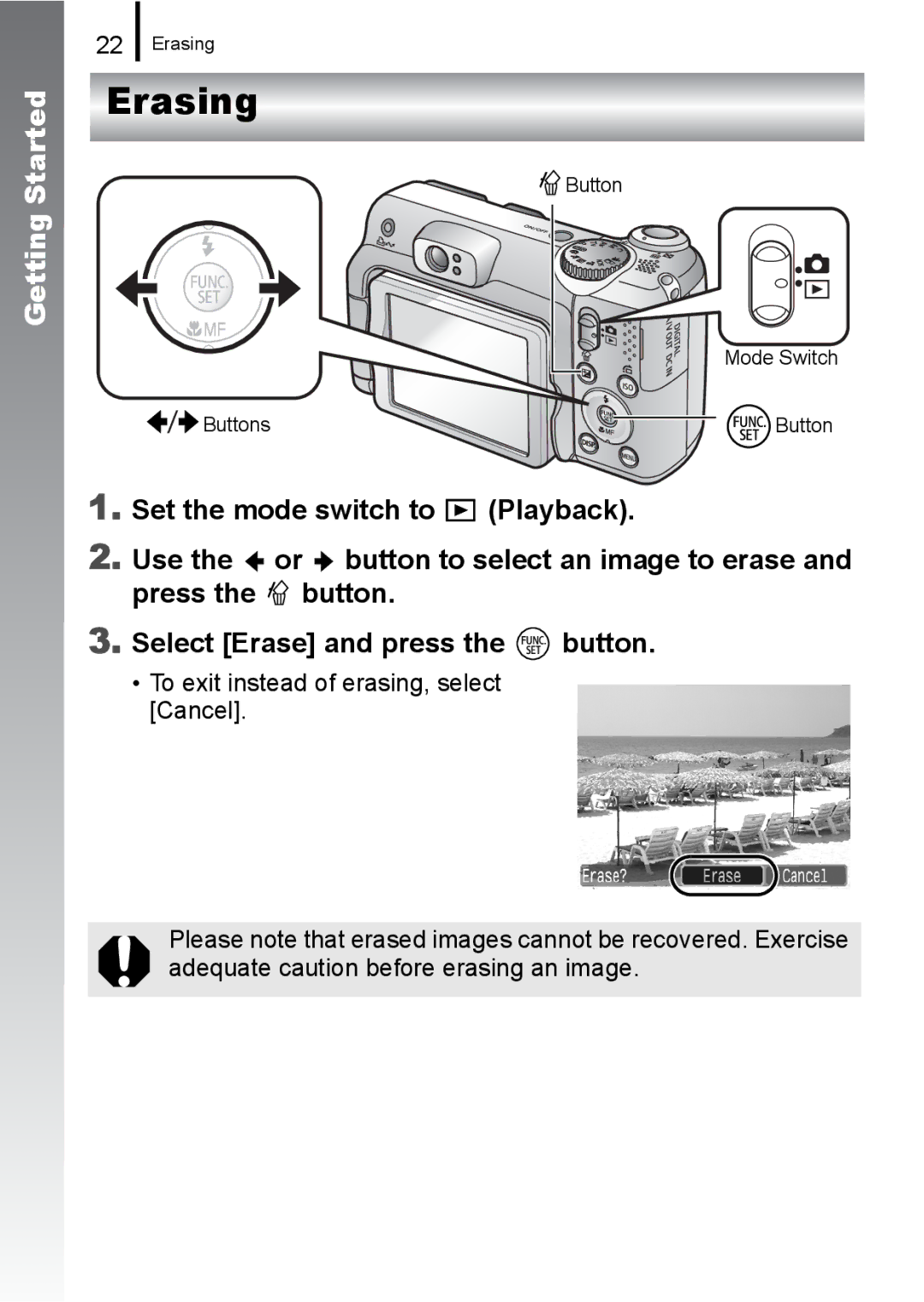 Canon A650 IS appendix Erasing 