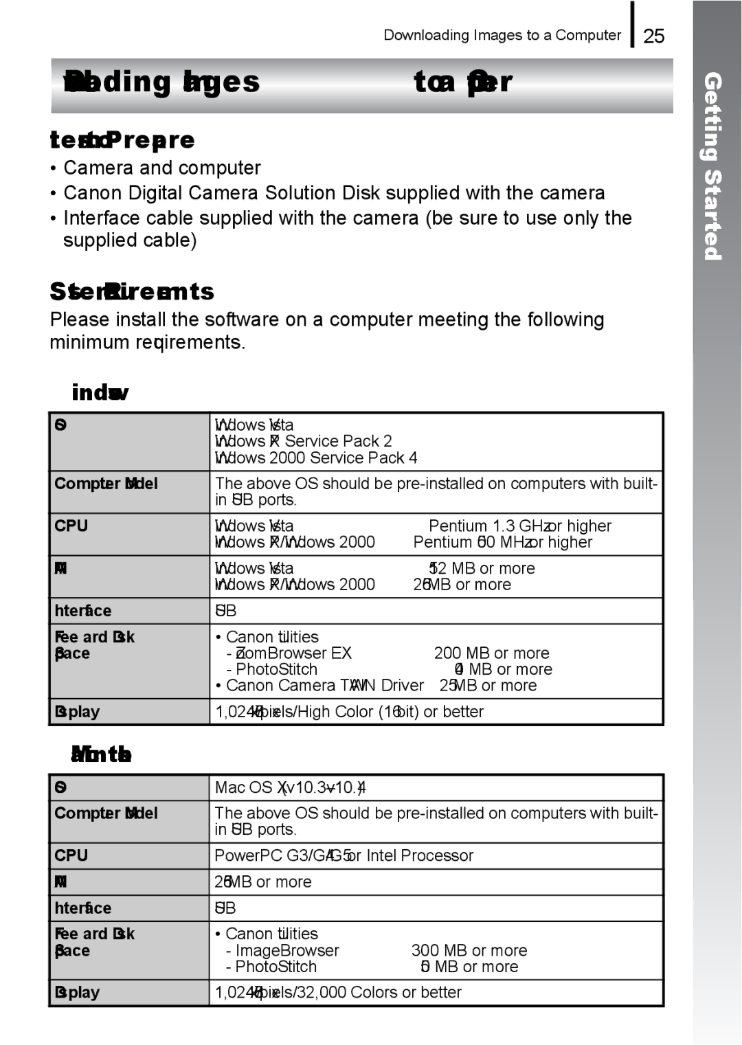 Canon A650 IS appendix Downloading Images to a Computer, Items to Prepare, System Requirements, „ Windows, „ Macintosh 