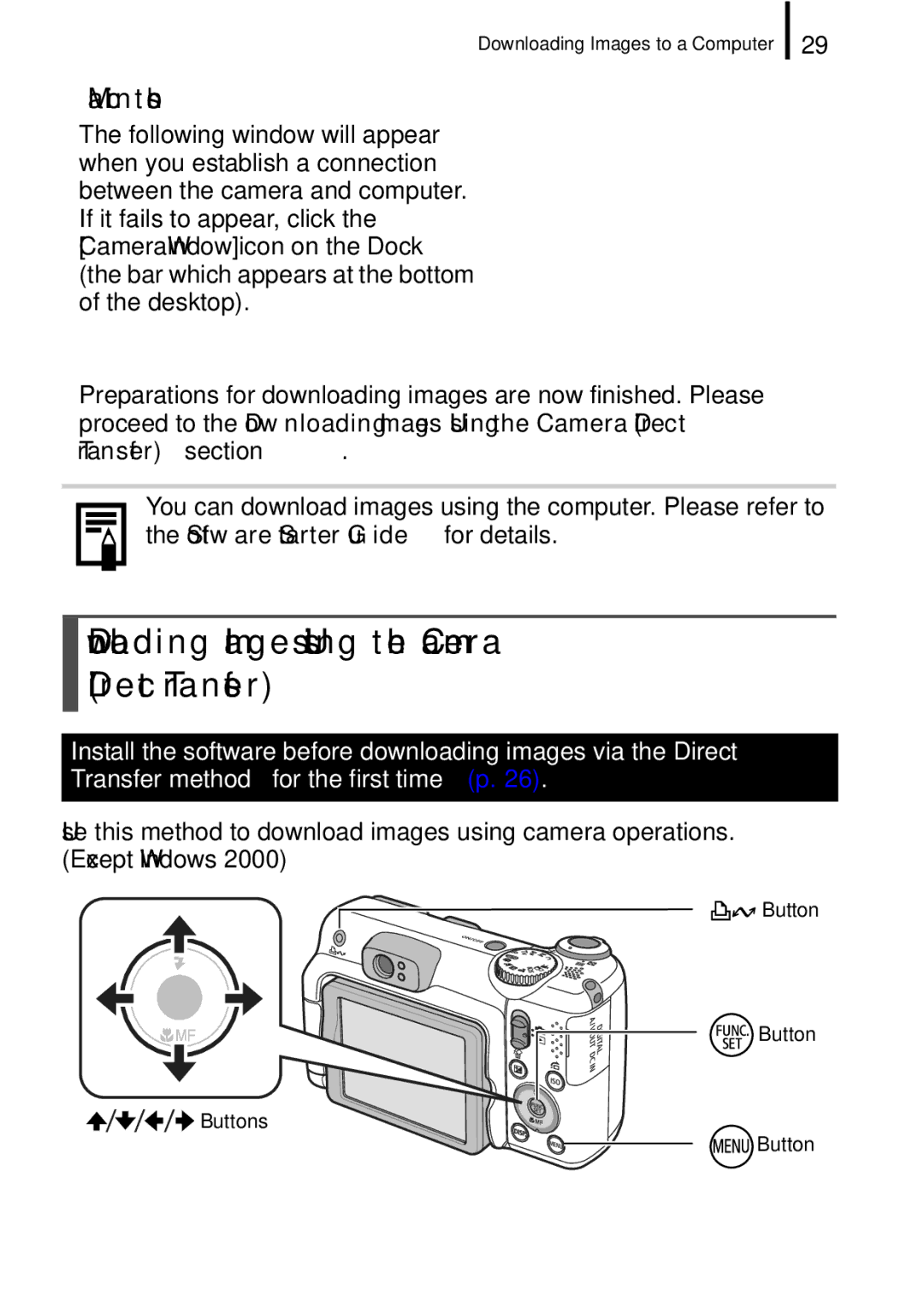 Canon A650 IS appendix Downloading Images Using the Camera Direct Transfer, „ Macintosh 